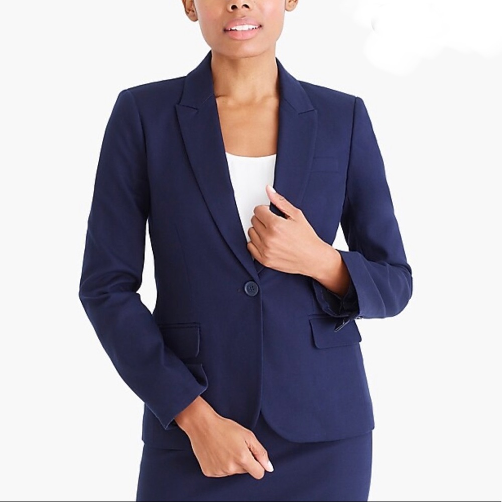 J.CREW Navy Cotton Suiting Blazer - Picture 1 of 3